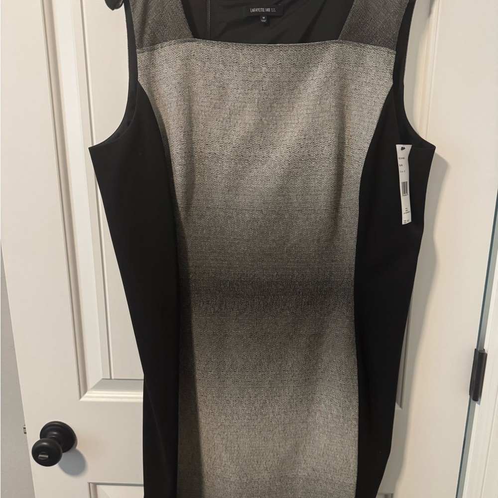 Lafayette 148 New York Black and Gray Midi Dress